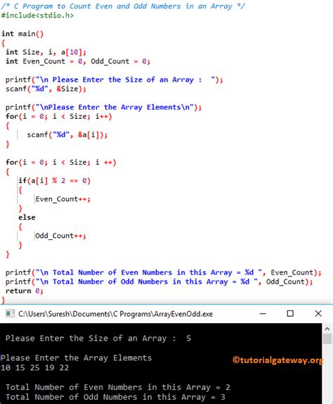 count even and odd numbers in c
